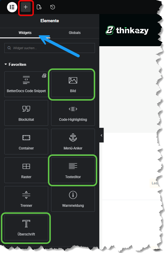 WordPress Elementor Widget Favoriten-Abschnitt